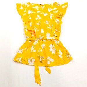 Banana Republic Mustard Yellow Ruffled Tied Top M